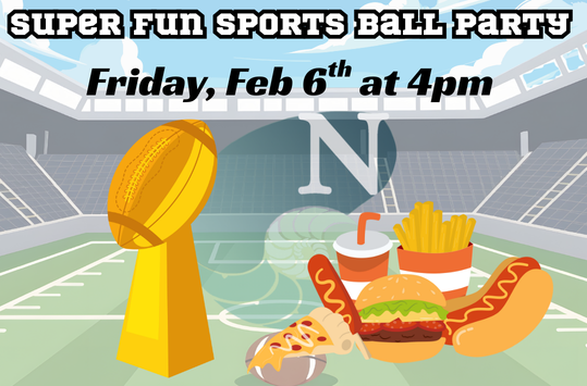 Super Fun Sports Ball Party Friday Feb 6 at 4:00 pm