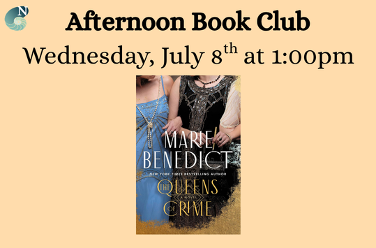 Afternoon Book Club Wed July 8 at 1pm