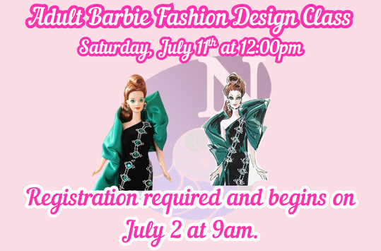 Adult Barbie Drawing Class Saturday July 11 at 12pm
