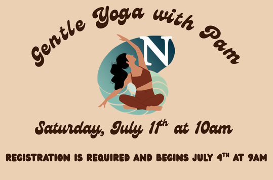 Gentle Yoga with Pam Saturday July 11 at 10am