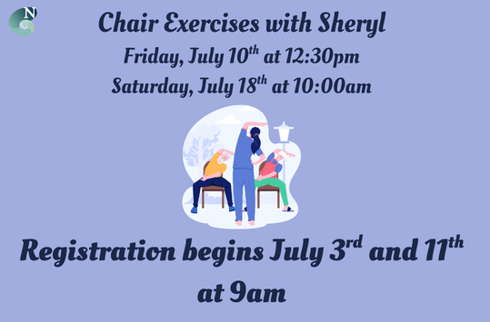 Chair movement with Sheryl Saturday July 18 at 10am