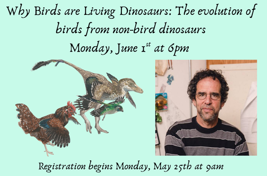 Why Birds are Living Dinosaurs Monday June 1 at 6pm