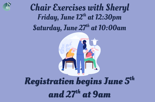 Chair movement with Sheryl Saturday June 27 at 10am