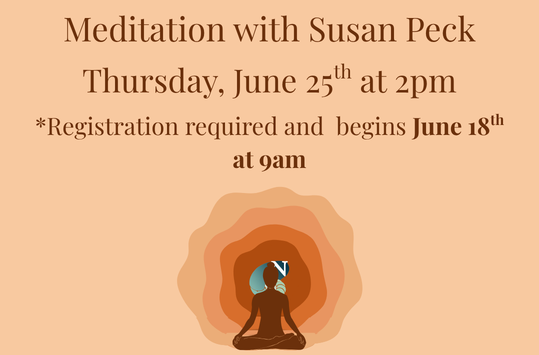 Meditation with Susan Peck Thurs June 25 at 2pm