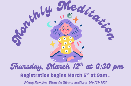 Monthly Meditation Thurs March 12 at 6:30pm