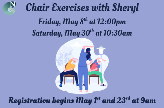 Chair movement with Sheryl Friday May 8 at 12:00pm
