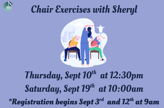 Chair Movement with Sheryl Thursday Sept 10 at 12:30pm