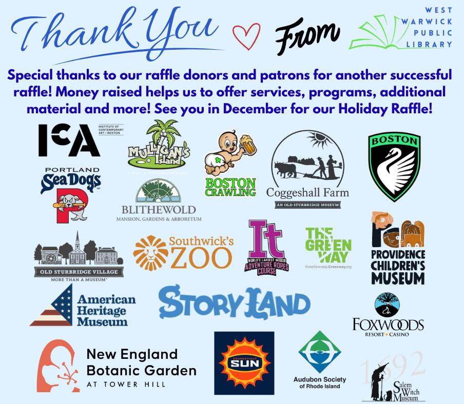 Special thanks to our raffle donors and patrons for another successful raffle! Money raised helps us to offer services, programs, additional material and more! See you in December for our Holiday Raffle!